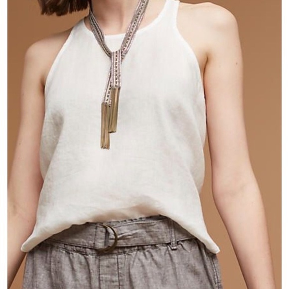 Maeve White Linen Tank Anthropologie